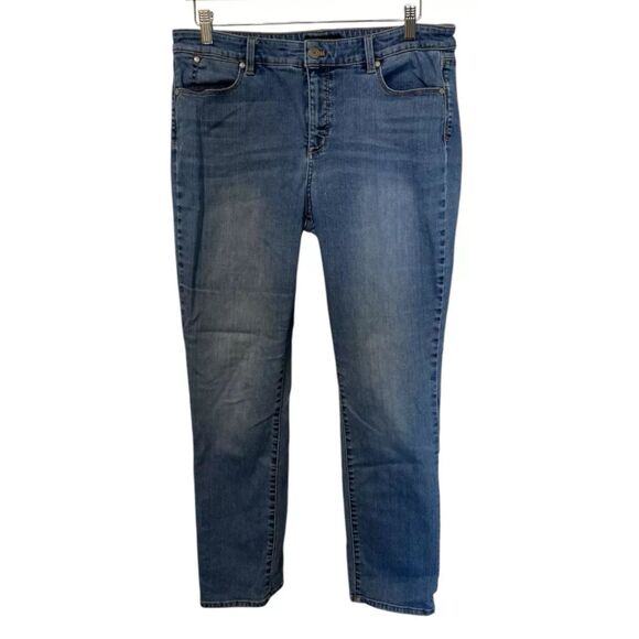 Talbots Flawless Straight Leg Jeans Size 14 ( actual 34/30) Blue Med Fade Wash - Picture 2 of 10